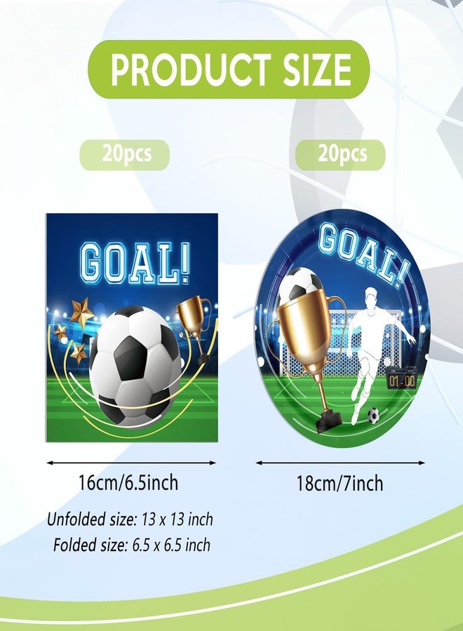 HiToJY 40 PCS Soccer Birthday Party Decorations Disposable Tableware Set Soccer Plates and Napkins Kit丨Sports Events, Baby Shower, Kids Soccer Party Decorations Supplies Serves 20 - Image 2